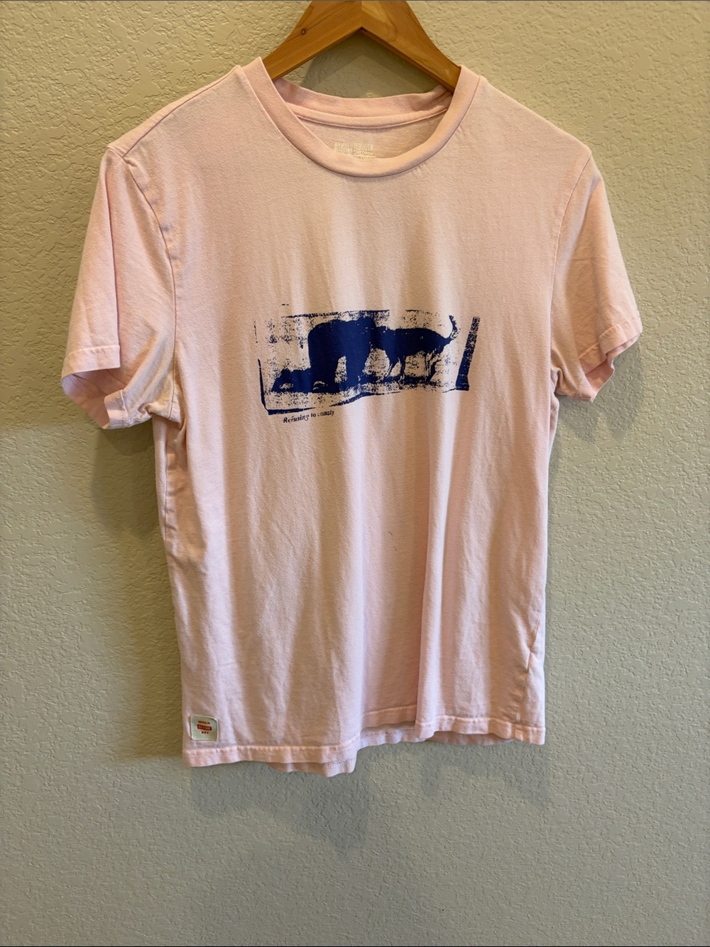 Light Pink Short Sleeve Tee with Navy Graphic